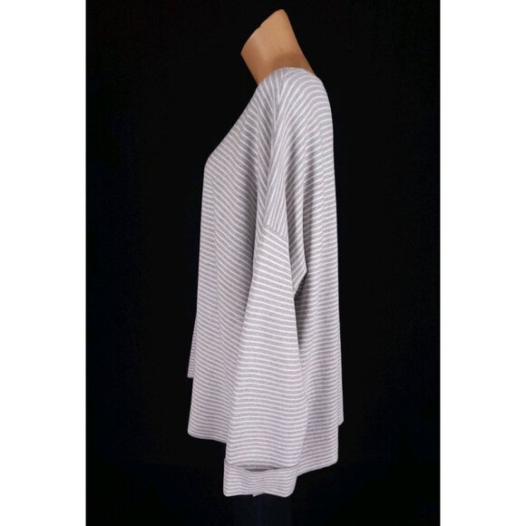 Eileen Fisher Woman Organic Cotton & Silk Striped Sweater Plus 2X Gray $198 - Picture 8 of 13